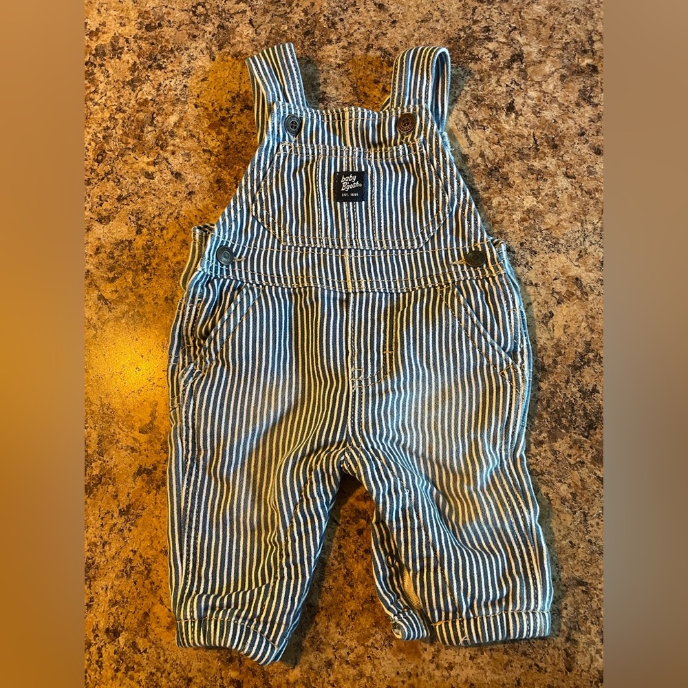 Baby Bgosh Striped Blue and White Overalls (sz 3mo)